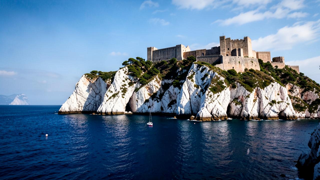 Falaises de calcaire blanc et citadelle de Bonifacio